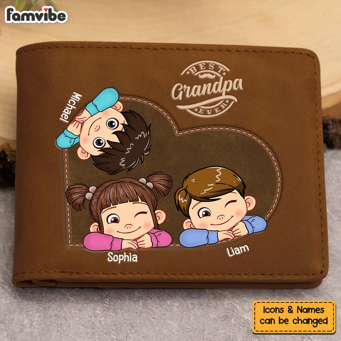 Personalized For Grandpa Dad Ever Cute Kids Leather Wallet 33995 1