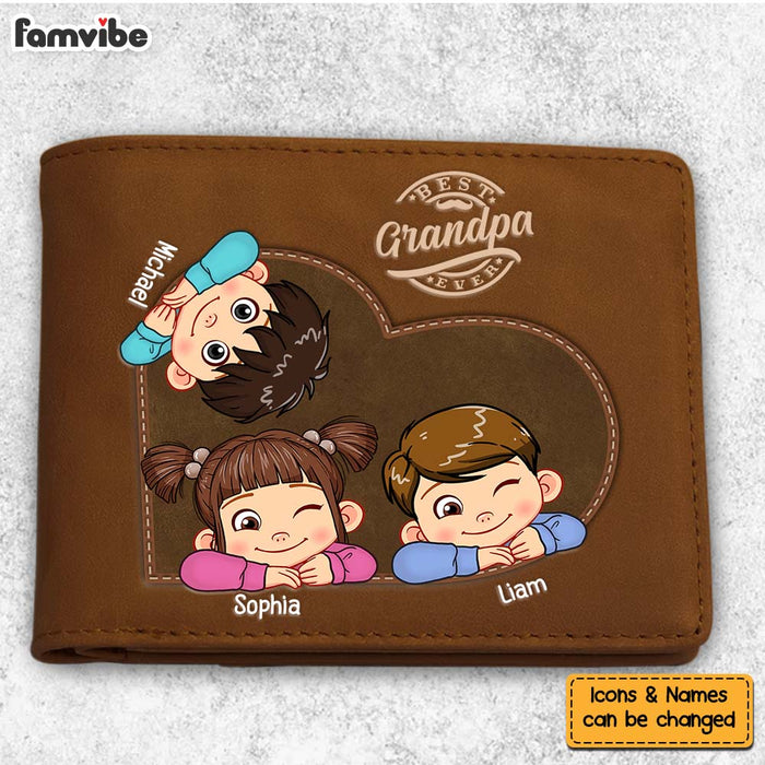 Personalized For Grandpa Dad Ever Cute Kids Leather Wallet 33995 1