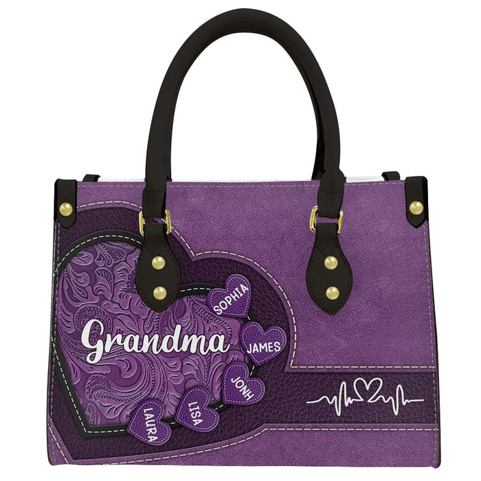 Personalized For Mom Grandma's Little Sweethearts Leather Bag 33999 1