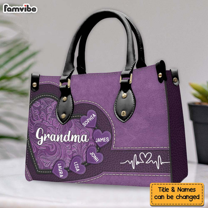 Personalized For Mom Grandma's Little Sweethearts Leather Bag 33999 1