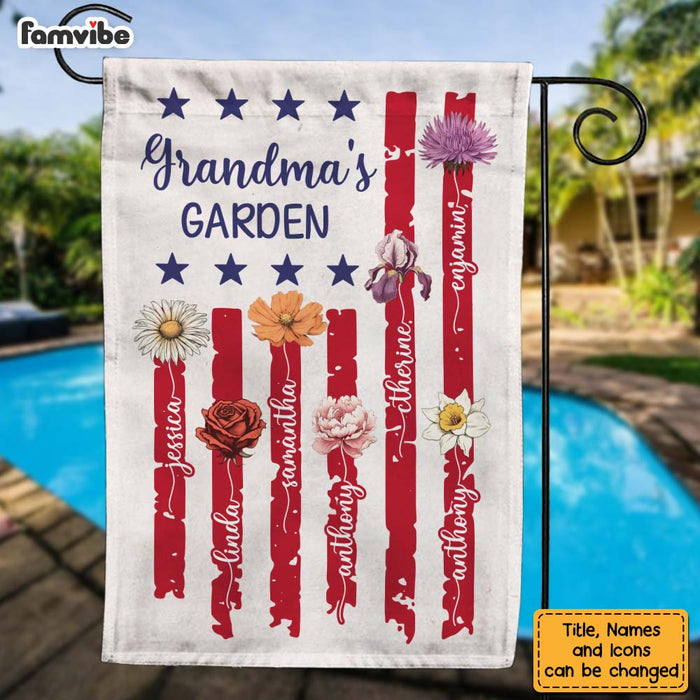Personalized Grandma's Garden 4TH Of July American Flag 34003 1