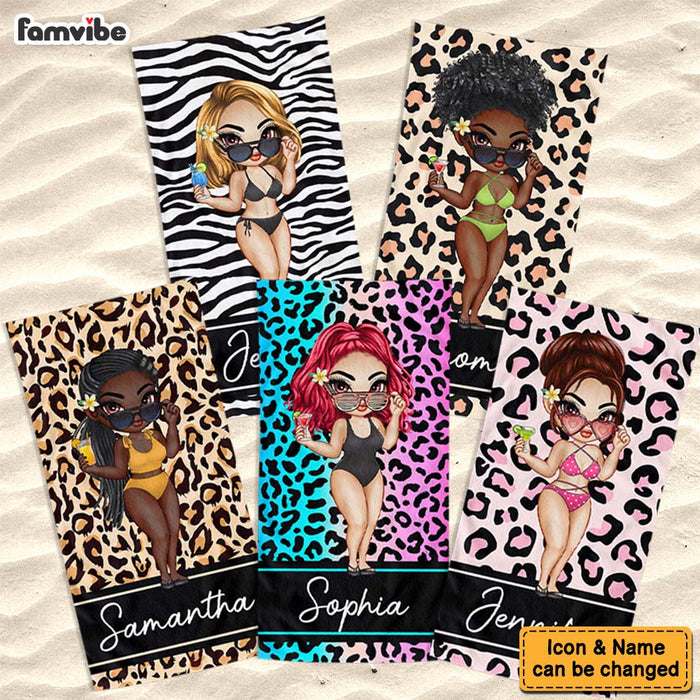 Personalized Gift For Friends Animal Print Beach Towel 34017 1