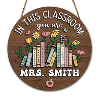 Personalized Gift For Teacher Welcome Round Wood Sign 34020 thumb 1