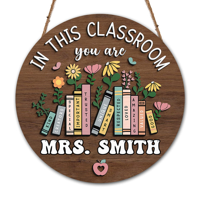 Personalized Gift For Teacher Welcome Round Wood Sign 34020 1