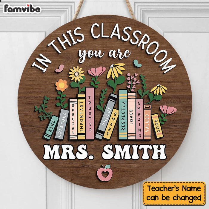 Personalized Gift For Teacher Welcome Round Wood Sign 34020 1