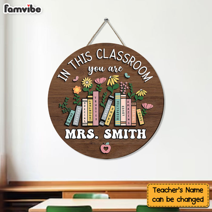 Personalized Gift For Teacher Welcome Round Wood Sign 34020 1