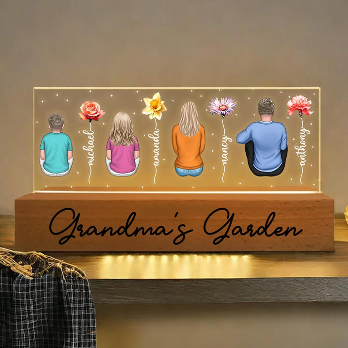Personalized Gift For Grandma's Garden Birth Flowers Acrylic Name Night Light 34026 1