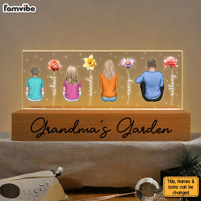 Personalized Gift For Grandma's Garden Birth Flowers Acrylic Name Night Light 34026 1
