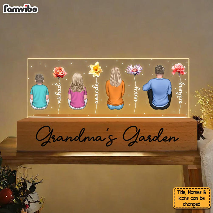 Personalized Gift For Grandma's Garden Birth Flowers Acrylic Name Night Light 34026 1