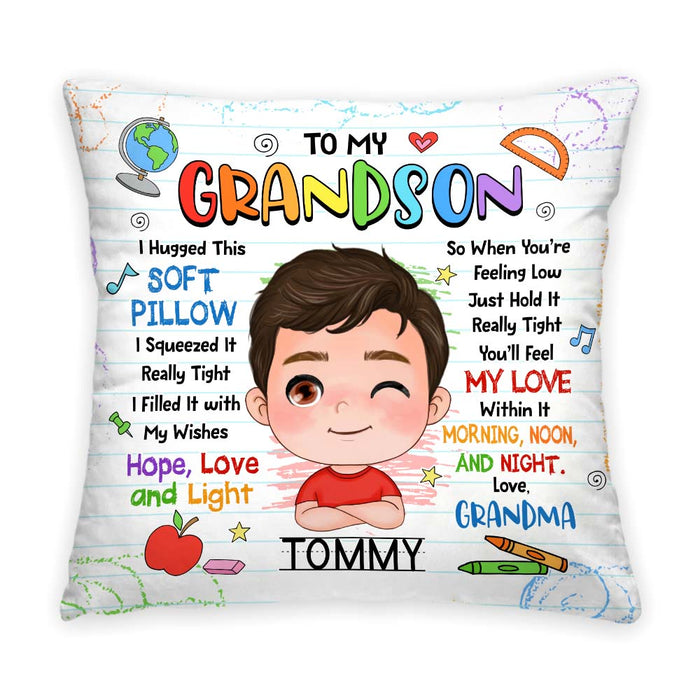 Personalized Gift For Grandson School Theme Hug This Pillow 34042 1