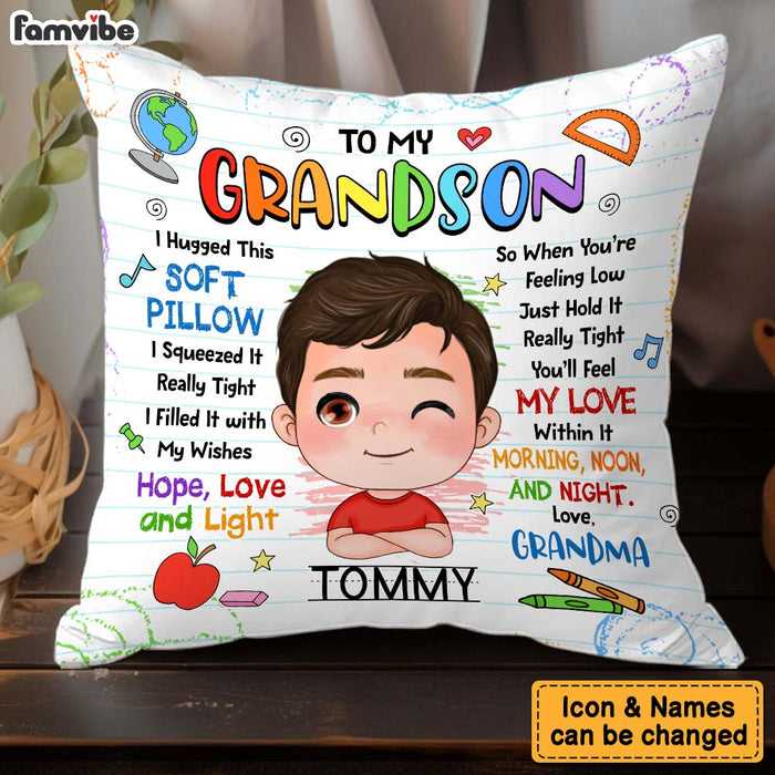 Personalized Gift For Grandson School Theme Hug This Pillow 34042 1