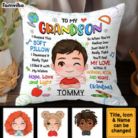 Personalized Gift For Grandson School Theme Hug This Pillow 34042 thumb 1