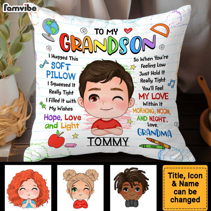 Personalized Gift For Grandson School Theme Hug This Pillow 34042 1