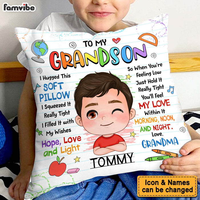 Personalized Gift For Grandson School Theme Hug This Pillow 34042 1