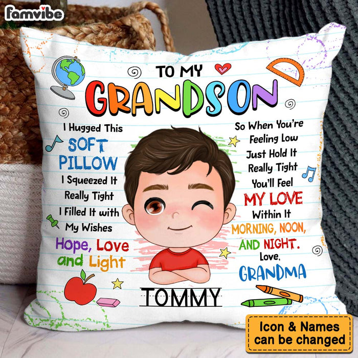 Personalized Gift For Grandson School Theme Hug This Pillow 34042 1