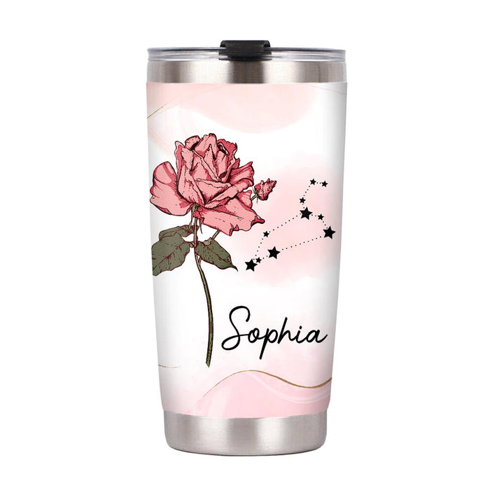 Personalized Travel Custom Zodiac Sign Birth Flower Custom Steel Tumbler 34044 1
