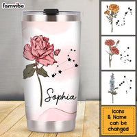 Personalized Travel Custom Zodiac Sign Birth Flower Custom Steel Tumbler 34044 thumb 1