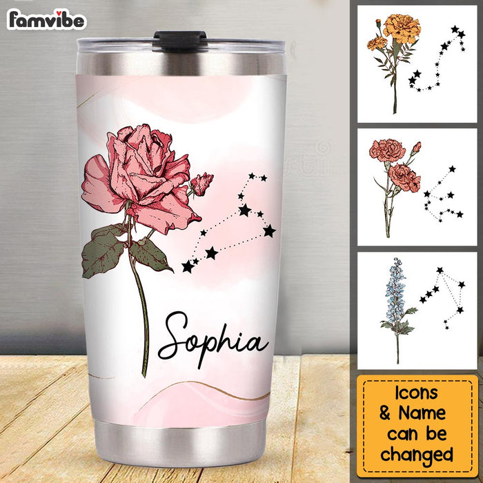 Personalized Travel Custom Zodiac Sign Birth Flower Custom Steel Tumbler 34044 1