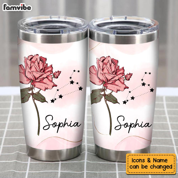 Personalized Travel Custom Zodiac Sign Birth Flower Custom Steel Tumbler 34044 1