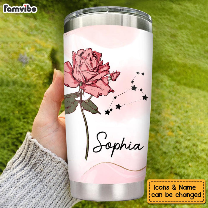 Personalized Travel Custom Zodiac Sign Birth Flower Custom Steel Tumbler 34044 1