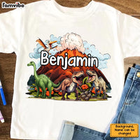 Personalized Gift For Grandson Dinosaur Volcano Map Kid T Shirt - Kid Hoodie - Kid Sweatshirt 34057 thumb 1