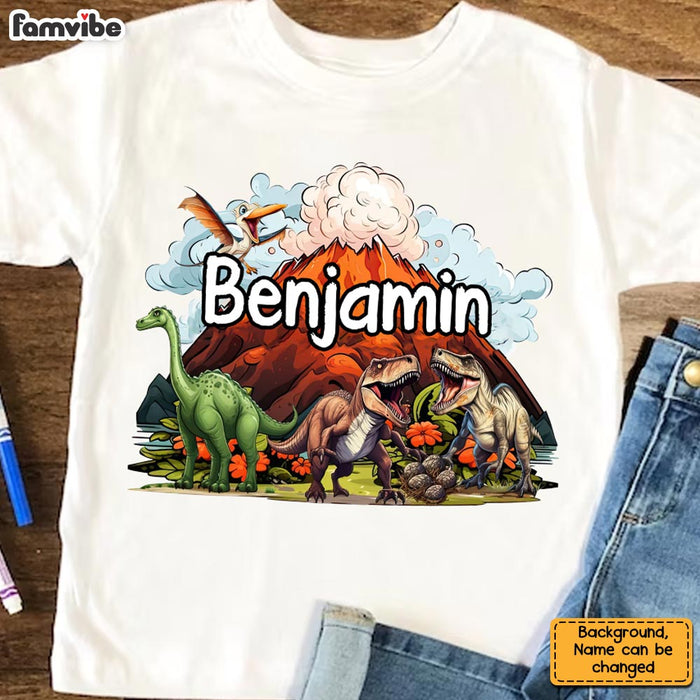 Personalized Gift For Grandson Dinosaur Volcano Map Kid T Shirt - Kid Hoodie - Kid Sweatshirt 34057 1