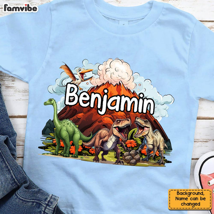 Personalized Gift For Grandson Dinosaur Volcano Map Kid T Shirt - Kid Hoodie - Kid Sweatshirt 34057 1