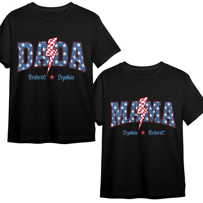 Personalized 4TH Of July Dada Mama Stars Stripes Couple T Shirt 34067 1