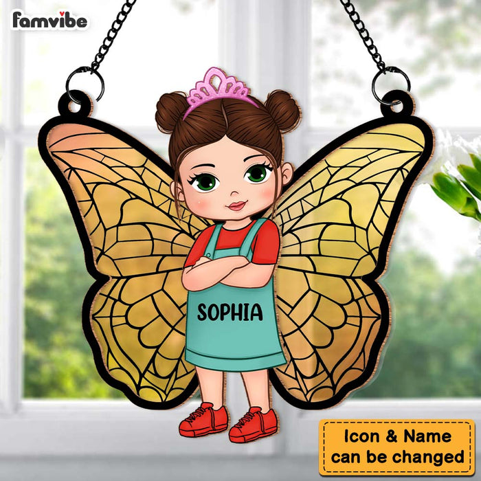 Personalized  Gift For Granddaughter Butterfly Kids Acrylic Mix Wood Suncatcher Ornament 34068 1