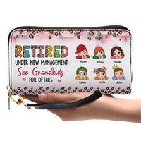 Personalized Retired Under New Management See Grandkids For Details Leather Long Wallet 34070 thumb 1
