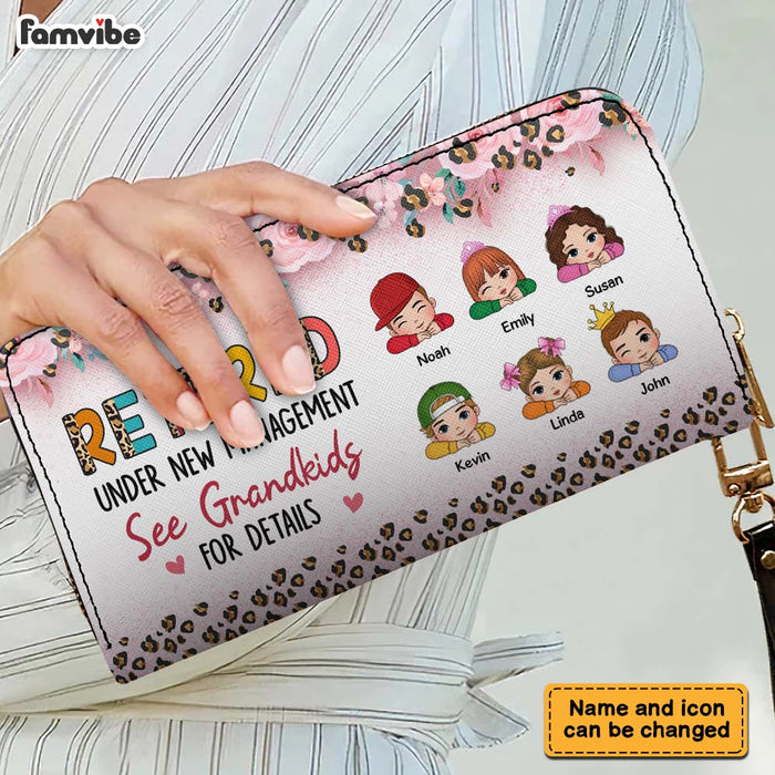 Personalized Retired Under New Management See Grandkids For Details Leather Long Wallet 34070 1