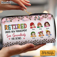Personalized Retired Under New Management See Grandkids For Details Leather Long Wallet 34070 thumb 1