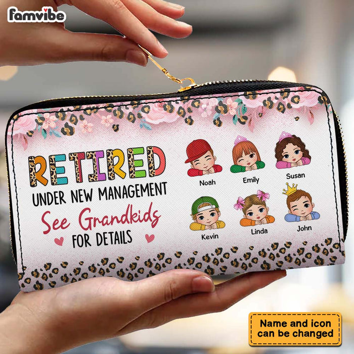 Personalized Retired Under New Management See Grandkids For Details Leather Long Wallet 34070 1