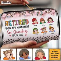 Personalized Retired Under New Management See Grandkids For Details Leather Long Wallet 34070 thumb 1