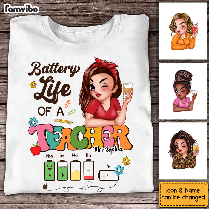 Personalized Gift For Teacher Battery Life Shirt 34081 1