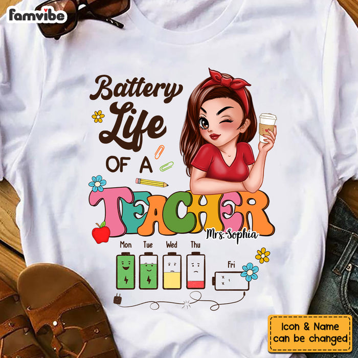 Personalized Gift For Teacher Battery Life Shirt 34081 1