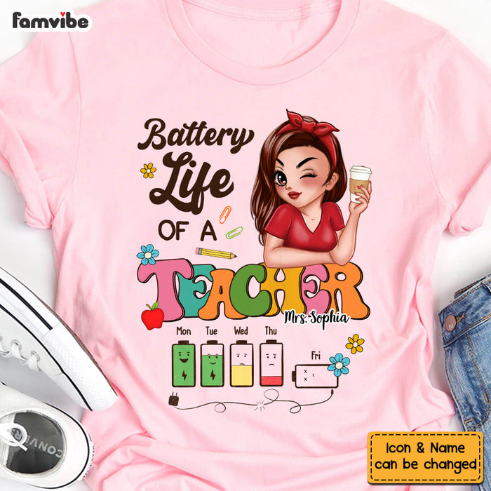 Personalized Gift For Teacher Battery Life Shirt 34081 1