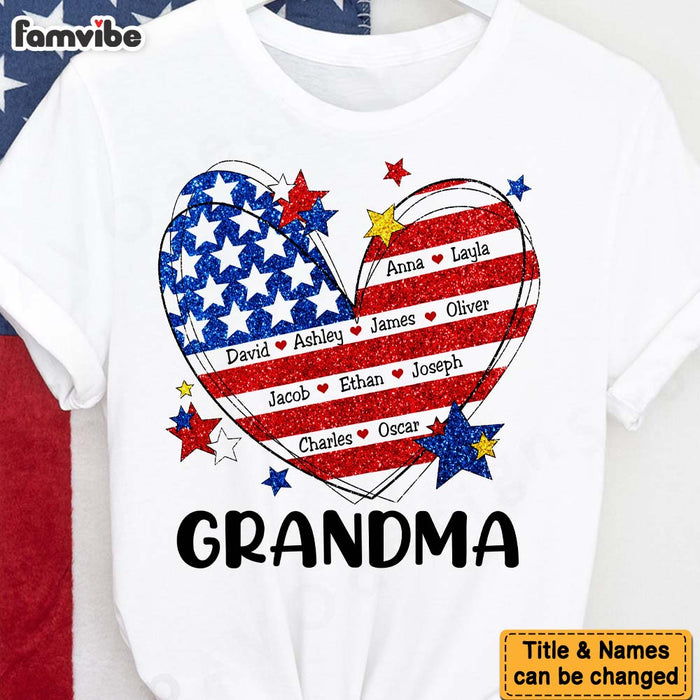 Personalized Gift For Grandma And Kids Heart America Flag Shirt - Hoodie - Sweatshirt 34113 1