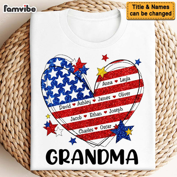 Personalized Gift For Grandma And Kids Heart America Flag Shirt - Hoodie - Sweatshirt 34113 1