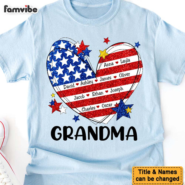 Personalized Gift For Grandma And Kids Heart America Flag Shirt - Hoodie - Sweatshirt 34113 1