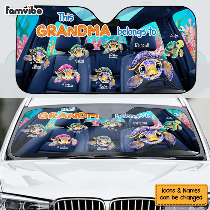 Personalized This Grandma Belongs To Turtle Summer Car Sun Shade 34135 1