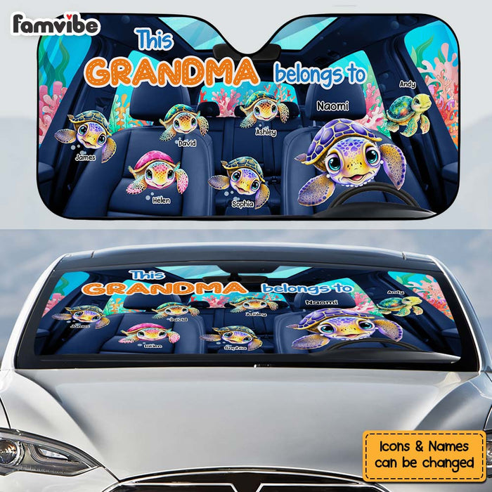 Personalized This Grandma Belongs To Turtle Summer Car Sun Shade 34135 1