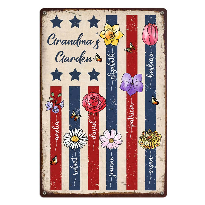 Personalized Gift For Grandma Birth Flower 4th Of July Metal Sign 34146 1