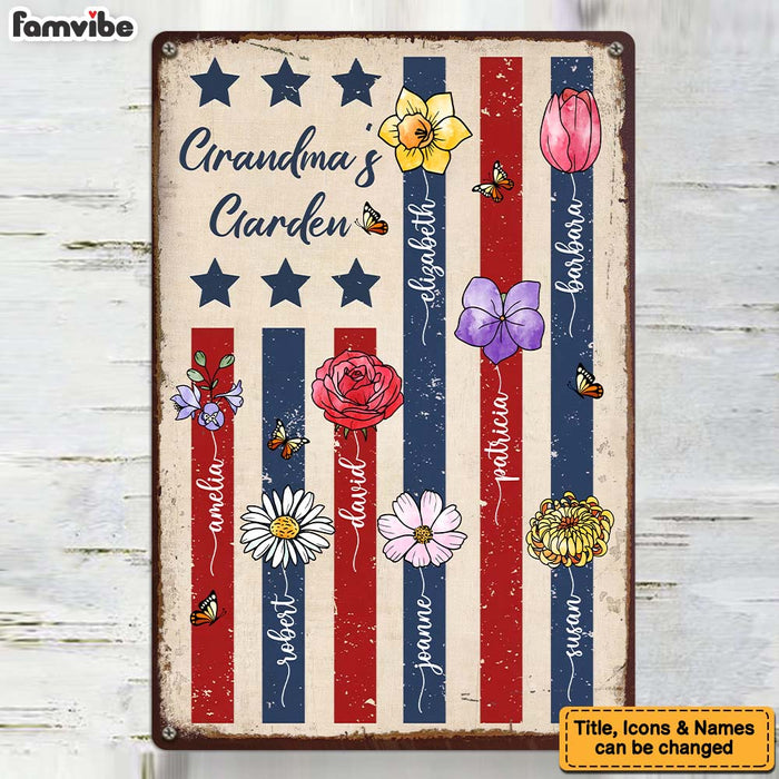 Personalized Gift For Grandma Birth Flower 4th Of July Metal Sign 34146 1