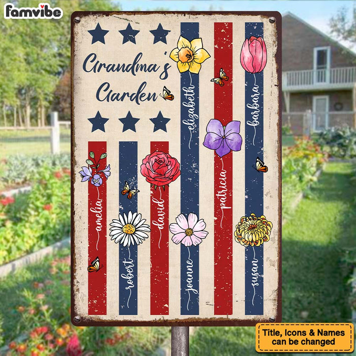 Personalized Gift For Grandma Birth Flower 4th Of July Metal Sign 34146 1
