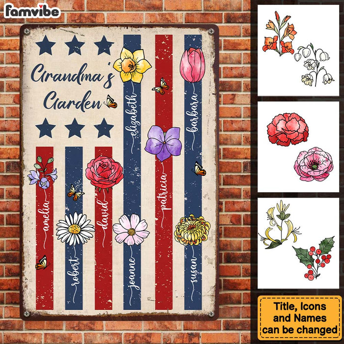 Personalized Gift For Grandma Birth Flower 4th Of July Metal Sign 34146 1