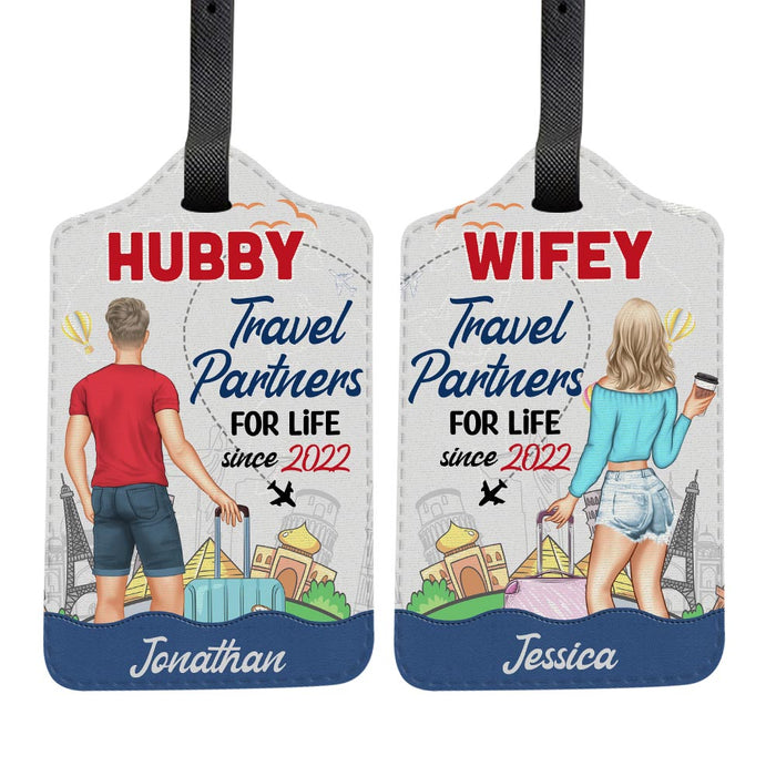 Personalized Traveling Couple Hubby & Wifey Travel Partners Luggage Tag Couple 34152 1