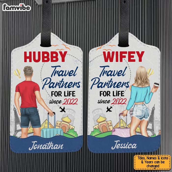 Personalized Traveling Couple Hubby & Wifey Travel Partners Luggage Tag Couple 34152 1