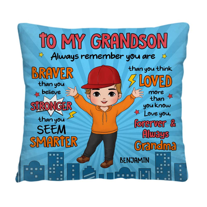 Personalized Gift For Grandson Loved More Than You Know Pillow 34163 1