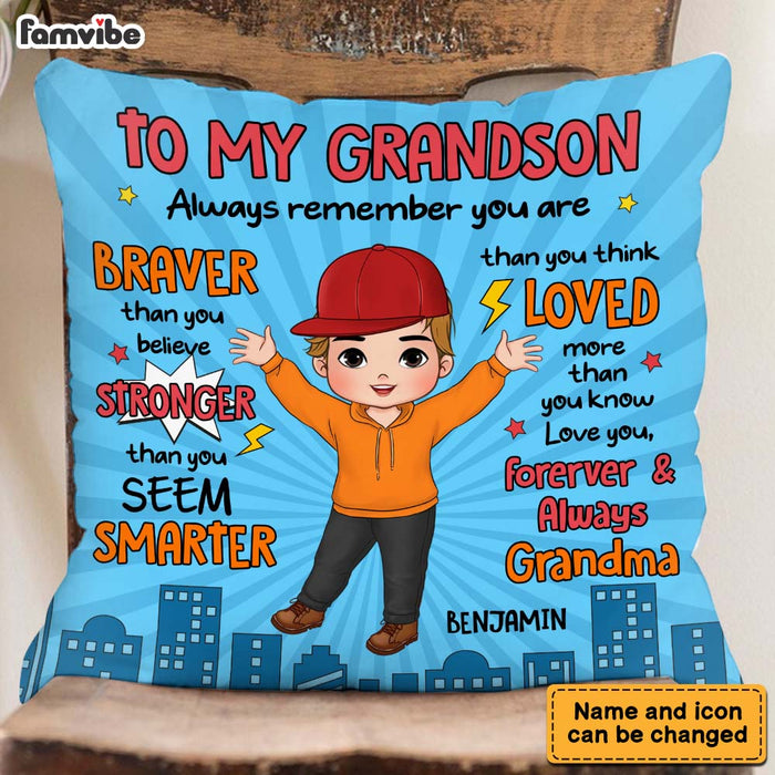 Personalized Gift For Grandson Loved More Than You Know Pillow 34163 1